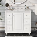 Contemporary White Bathroom Vanity Cabinet 36X18X34 Inches, 4 Drawers & 1 Cabinet Door, Multipurpose Storage, Resin Integrated Sink, Adjustable Shelves, Solid Wood Frame With Mdf White Modern Solid