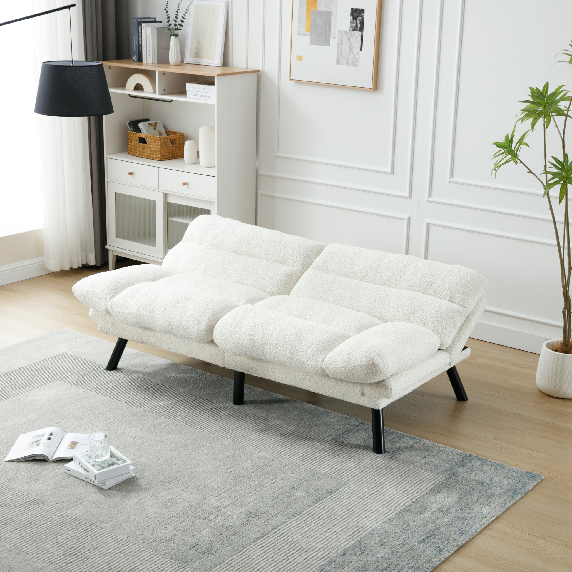 United We Win Furniture,Bedroom Furniture,Living Room Furniture,Sofa With Thick Cushion,Sofa Bed,Sleeper Sofa With Metal Feet. White Teddy Teddy 2 Seat