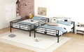 Full Over Full Metal Bunk Bed, Black Black Iron