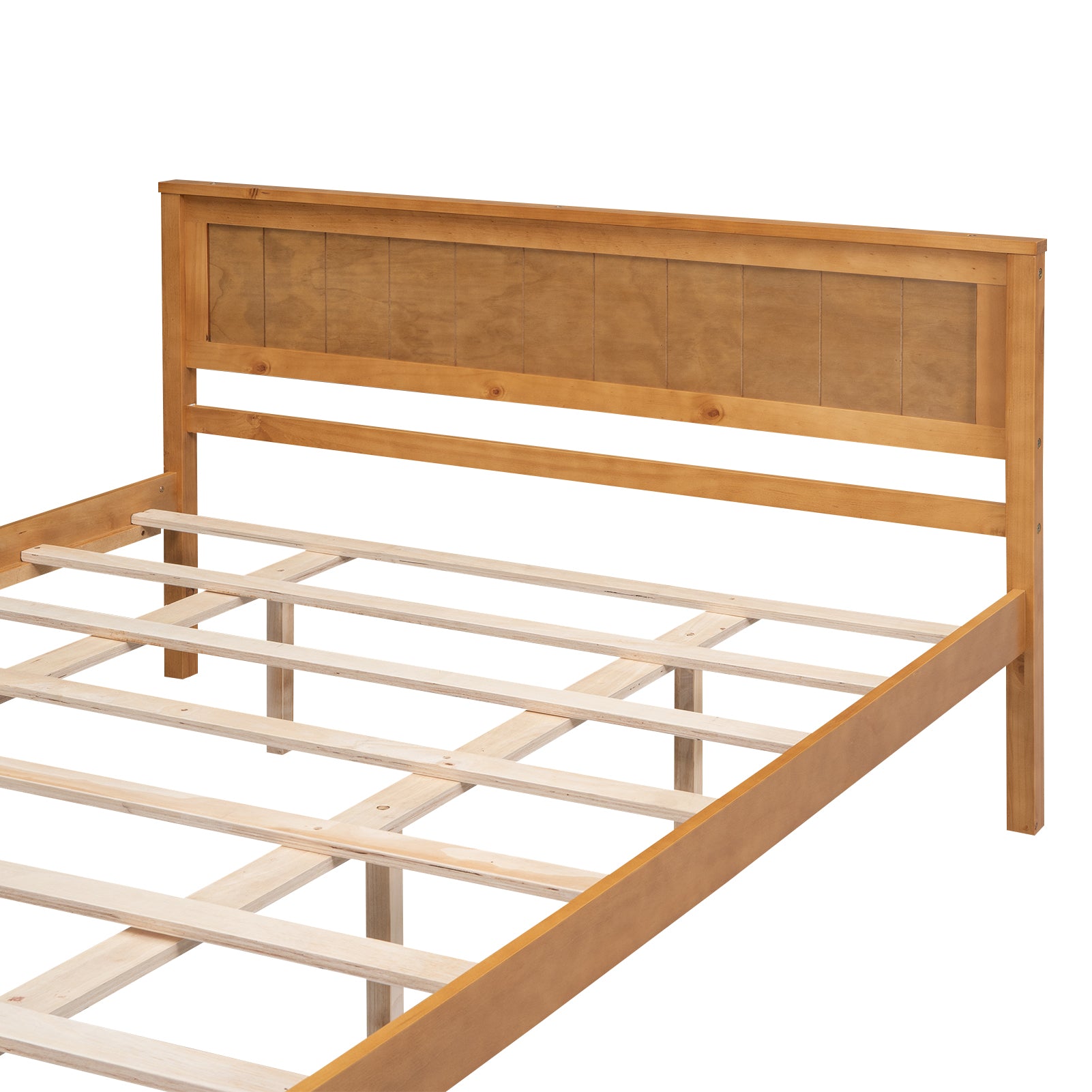 Platform Bed Frame With Headboard, Wood Slat Support, No Box Spring Needed, Queen, Oak Box Spring Not Required Queen Espresso Wood Bedroom Pine