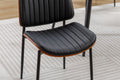 Yijian Dining Chairs Set Of 2 Mid Century Modern Retro Faux Leather Chair With Bentwood Upholstered Seat Metal Legs Adjustable Foot For Kitchen Dining Room Chairs Black Black Metal & Wood