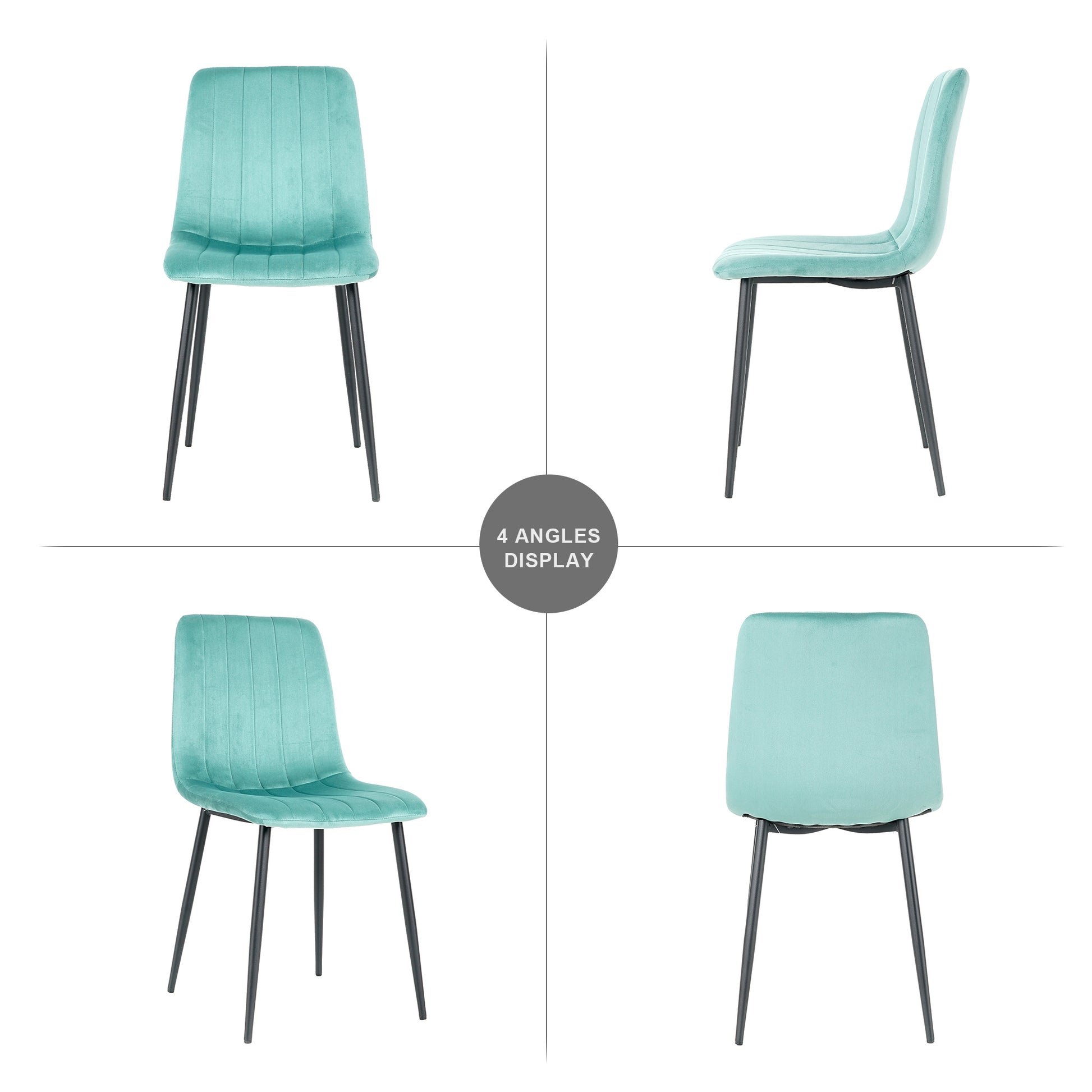 Indoor Velvet Dining Chair, Modern Dining Kitchen Chair With Cushion Seat Back Black Coated Metal Legs Upholstered Side Chair For Home Kitchen Restaurant And Living Room Set Of 4 Teal Metal