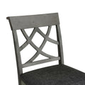 Updated Counter Height 5 Piece Solid Wood Dining Table Set, 59*35.4Inch Table With Curved Wine Rack And 4 Upholstered Chairs, Grey Wood Dining Room Solid Wood Rubberwood Rectangular Dining Table With Chair Wood Wood Grey Solid Back Seats 4 Farmhouse 4