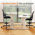 Sweetcrispy Drafting Tall Office Chair Ergonomic High Desk Chair With Flip Up Armrests Black Nylon Mesh