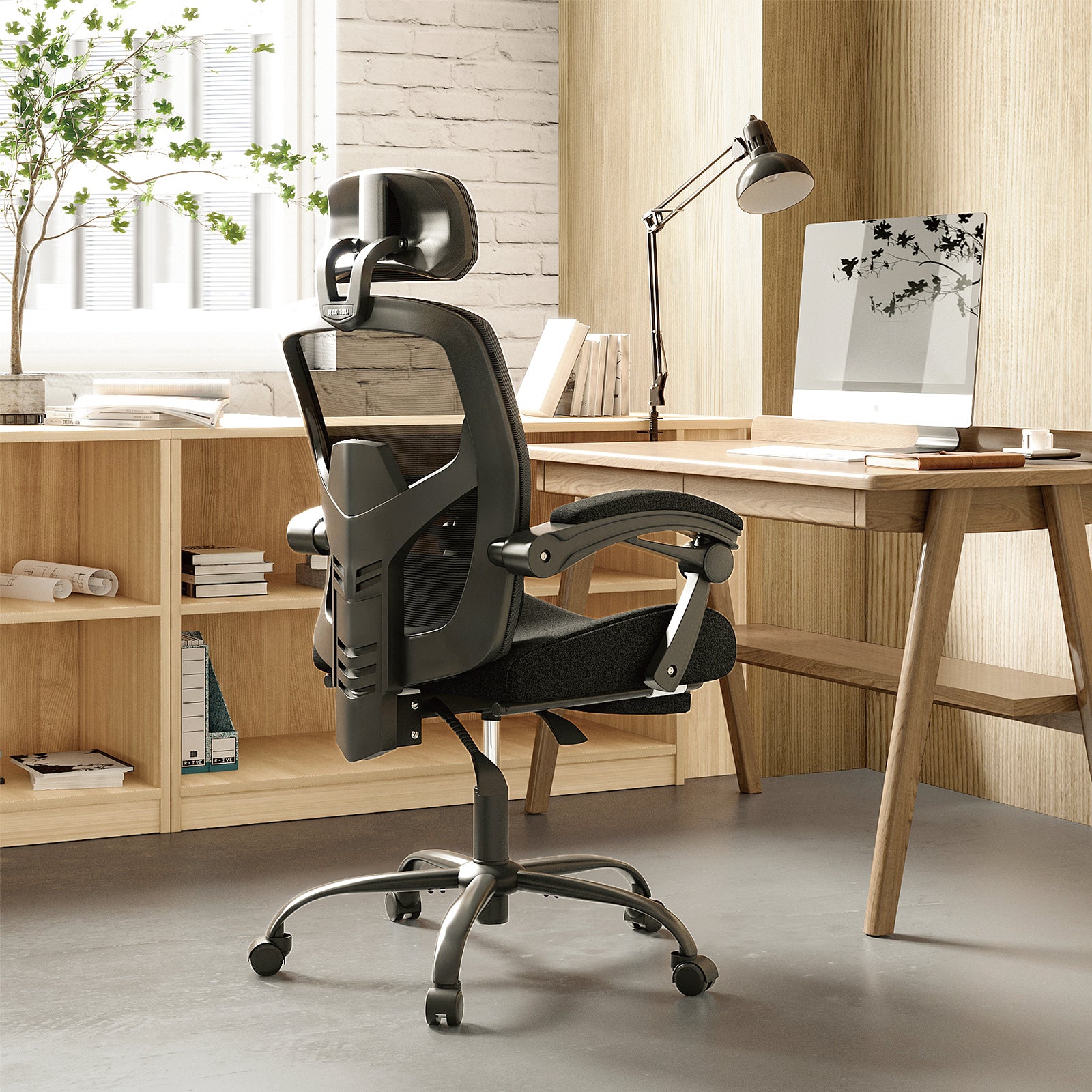 Sweetcrispy Mesh High Back Ergonomic Office Chair Lumbar Support Pillow Computer Desk Chair Black Nylon Mesh
