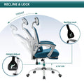 Sweetcrispy Mesh High Back Ergonomic Office Chair Lumbar Support Pillow Computer Desk Chair Blue Nylon Mesh