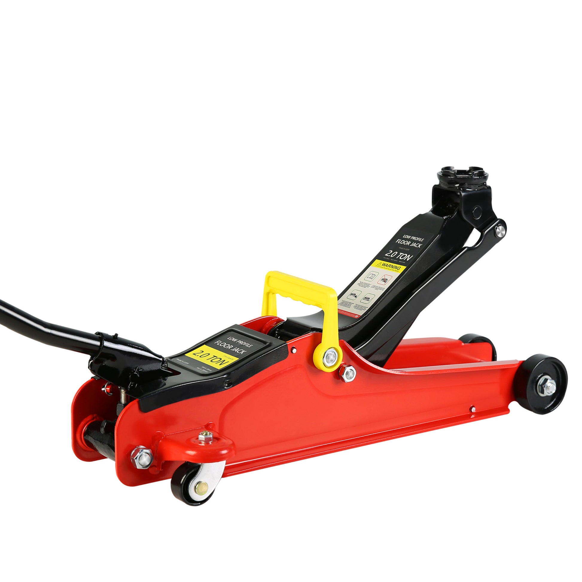 Floor Jack, 2 Ton Low Profile Floor Jack, Heav Yduty Steel Racing Floor Jack With Single Piston Quicklift Pump, Floor Jack Lifting Range 3.3" 15.2" Black Red Steel