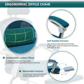 Sweetcrispy Mesh High Back Ergonomic Office Chair Lumbar Support Pillow Computer Desk Chair Blue Nylon Mesh