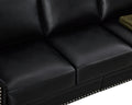 Classic Living Room Nails Sofa Black Faux Leather Black Foam Pu Leather