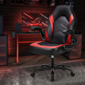 Sweetcrispy Gaming Chair Pu Leather Computer Chair Ergonomic Office Chair With Lumbar Support, Height Adjustable Rolling Desk Chairs With Flip Up Armrests Black Red Pu