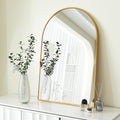 Gold 24X36 Inch Metal Arch Barhroom Mirror Gold Classic Mdf Glass Aluminium Alloy