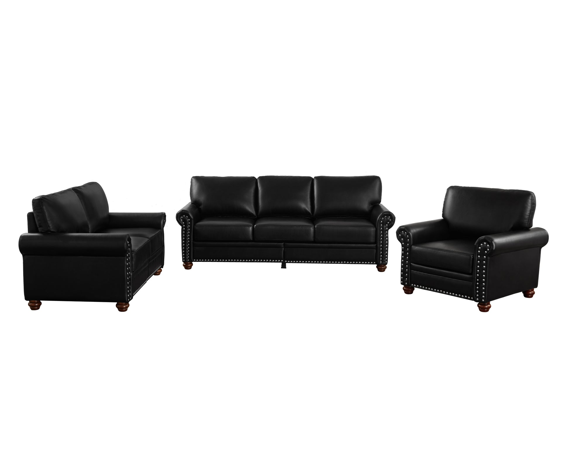 Living Room Sofa With Storage Sofa 1 2 3 Sectional Black Faux Leather Black Foam Pu Leather 6 Seat