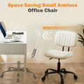 Sweetcrispy Pu Leather Low Back Task Chair Small Home Office Chair With Wheels White Abs Rubber Steel Q235