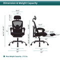 Sweetcrispy Mesh High Back Ergonomic Office Chair Lumbar Support Pillow Computer Desk Chair Black Nylon Mesh