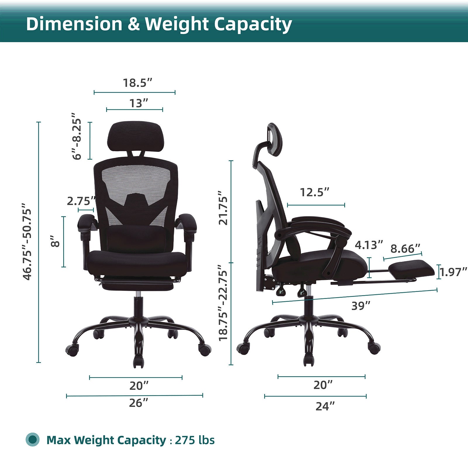 Sweetcrispy Mesh High Back Ergonomic Office Chair Lumbar Support Pillow Computer Desk Chair Black Nylon Mesh