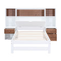 Twin Size Platform Bed With Storage Headboard And Drawers, White Twin Box Spring Not Required White Wood Bedroom Solid Wood Mdf