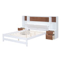 Full Size Platform Bed With Storage Headboard And Drawers, White Full Box Spring Not Required White Wood Bedroom Solid Wood Mdf