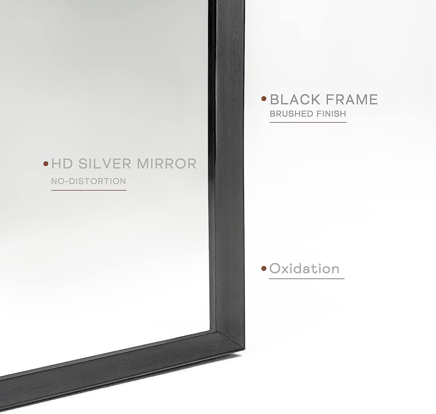 Black 20X30 Inch Metal Arch Barhroom Mirror Black Classic Mdf Glass Aluminium Alloy