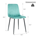 Indoor Velvet Dining Chair, Modern Dining Kitchen Chair With Cushion Seat Back Black Coated Metal Legs Upholstered Side Chair For Home Kitchen Restaurant And Living Room Set Of 4 Teal Metal