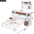 Full Size Platform Bed With Storage Headboard And Drawers, White Full Box Spring Not Required White Wood Bedroom Solid Wood Mdf