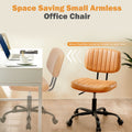 Sweetcrispy Pu Leather Low Back Task Chair Small Home Office Chair With Wheels Brown Abs Rubber Steel Q235