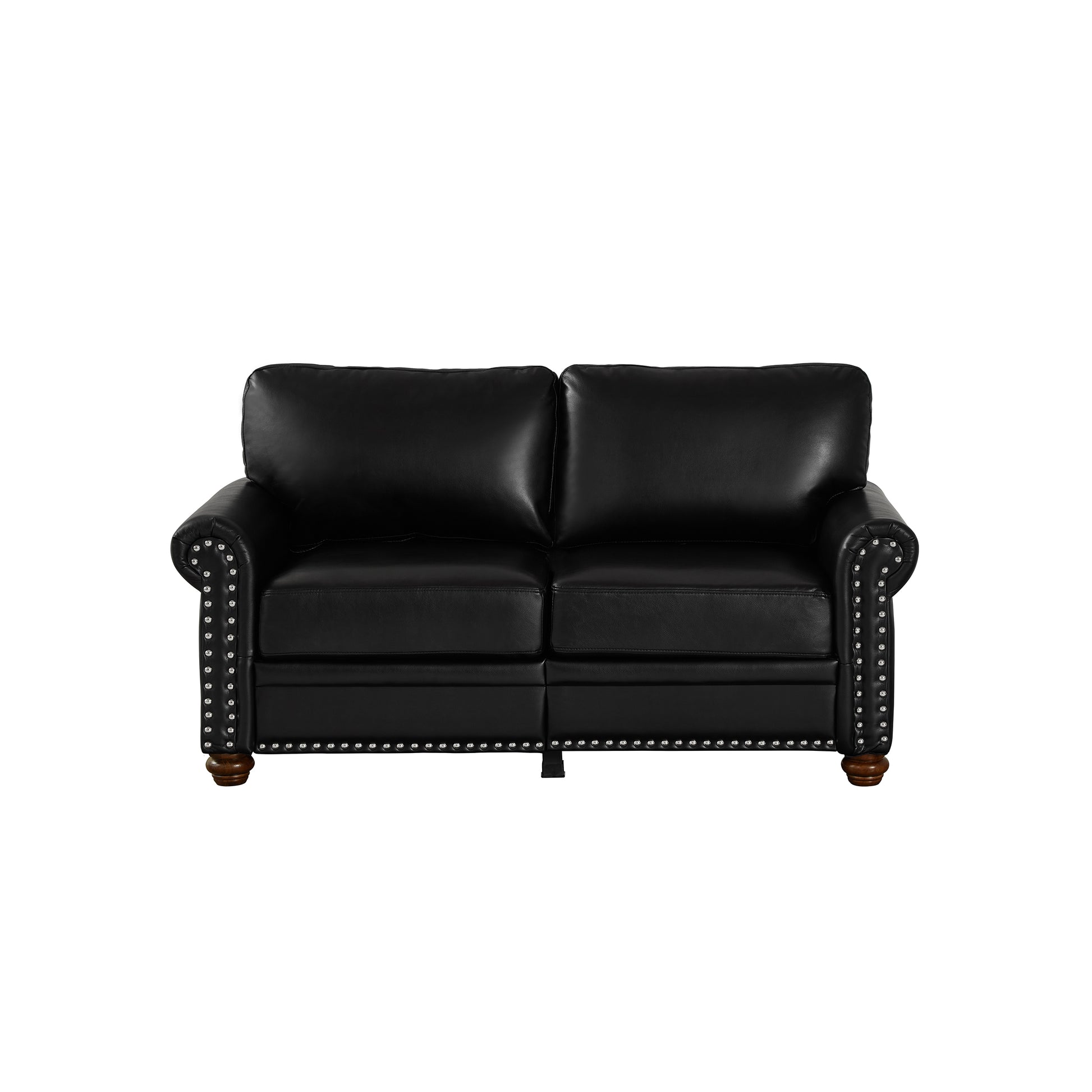 Living Room Sofa Loveseat Black Faux Leather Black Foam Pu Leather