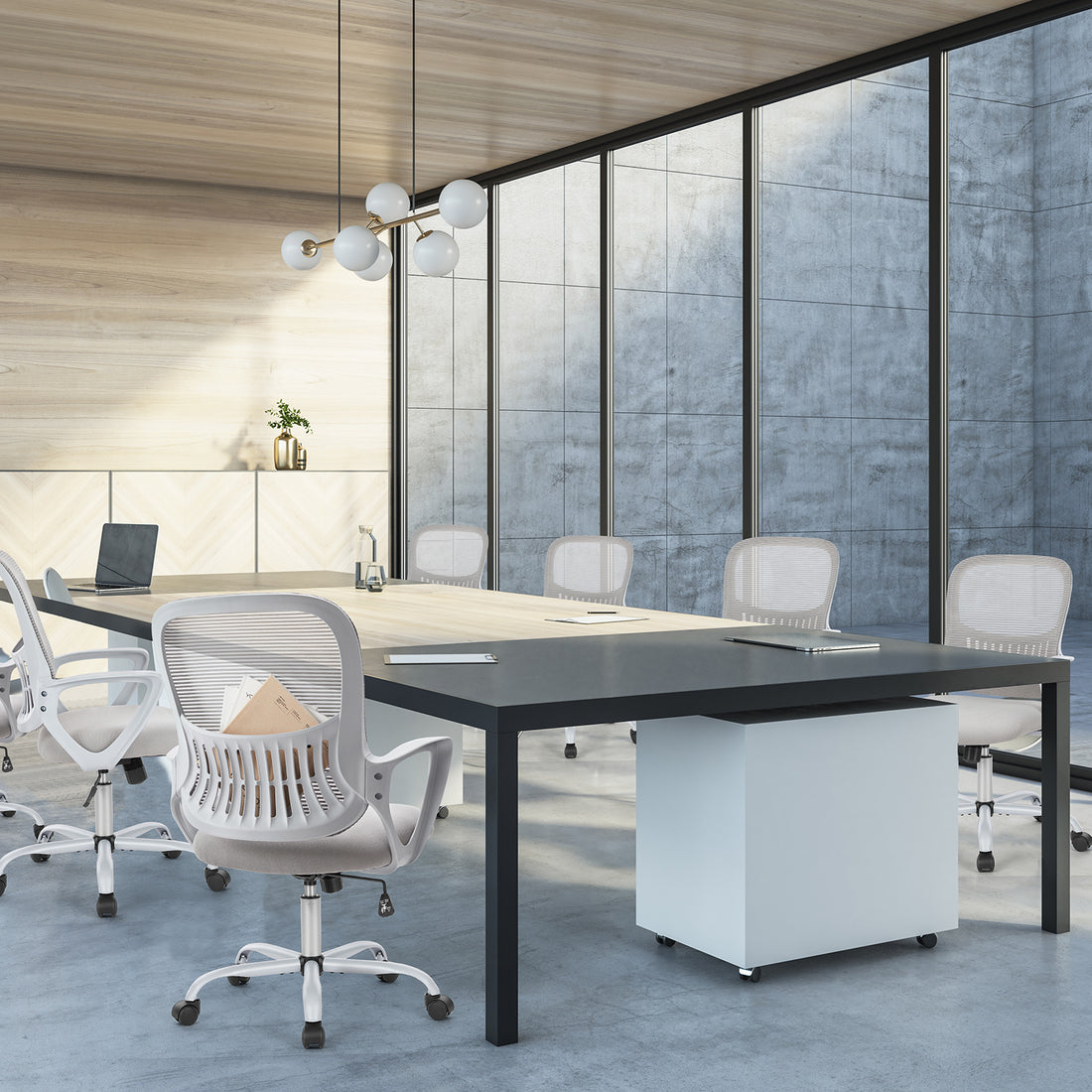 Sweetcrispy Ergonomic Office Chair Home Desk Mesh Chair With Fixed Armrest Executive Computer Chair With Soft Foam Seat Cushion Gray Nylon Mesh