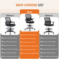 Sweetcrispy Drafting Tall Office Chair Ergonomic High Desk Chair With Flip Up Armrests Black Nylon Mesh