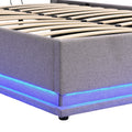 Full Size Upholstered Bed With Hydraulic Storage System And Led Light, Modern Platform Bed With Button Tufted Design Headboard, Gray Gray Linen