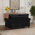 Living Room Sofa Loveseat Black Faux Leather Black Foam Pu Leather