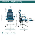 Sweetcrispy Mesh High Back Ergonomic Office Chair Lumbar Support Pillow Computer Desk Chair Blue Nylon Mesh