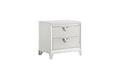 Prism Modern Style 2 Drawer Nightstand With Led Glow & V Shape Handles In White Silver 2 Drawers Bedroom Modern Wood