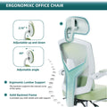Sweetcrispy Mesh High Back Ergonomic Office Chair Lumbar Support Pillow Computer Desk Chair Green Nylon Mesh