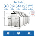 6X12 Ft Polycarbonate Greenhouse Raised Base And Anchor Aluminum Heavy Duty Walk In Greenhouses For Outdoor Backyard In All Season,Black Black Aluminium