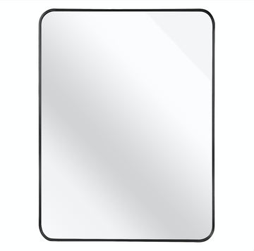 Black 30 "X40" Rectangular Bathroom Wall Mirror Black Classic Mdf Glass Aluminium Alloy