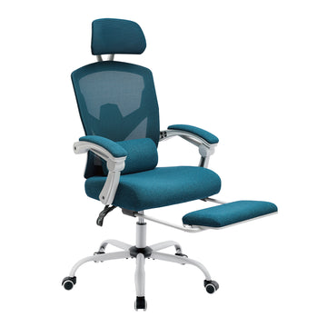 Sweetcrispy Mesh High Back Ergonomic Office Chair Lumbar Support Pillow Computer Desk Chair Blue Nylon Mesh