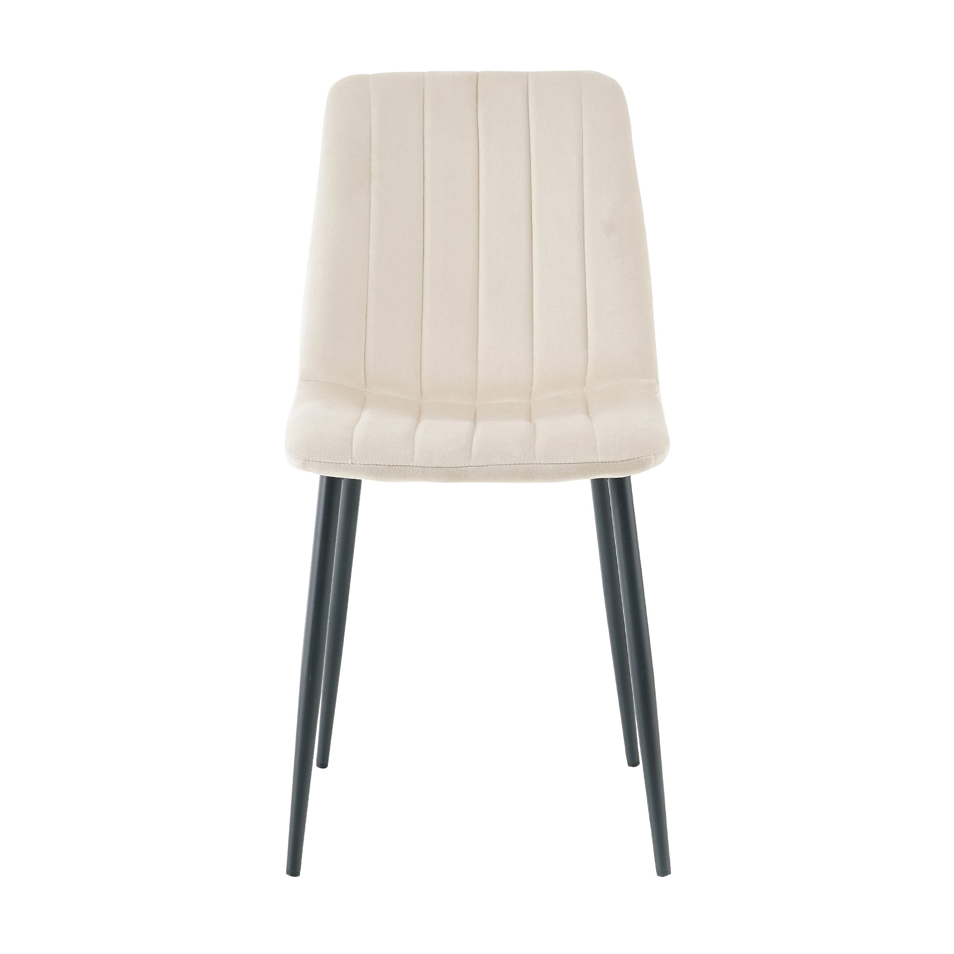 Table And Chair Set, One Table And Four Chairs. Clear Tempered Glass Table Top, 0.3 Feet Thick, Black Wrought Iron Legs. Black Spray Paint Chair Legs. Upholstered Chair Glass Cream White Metal