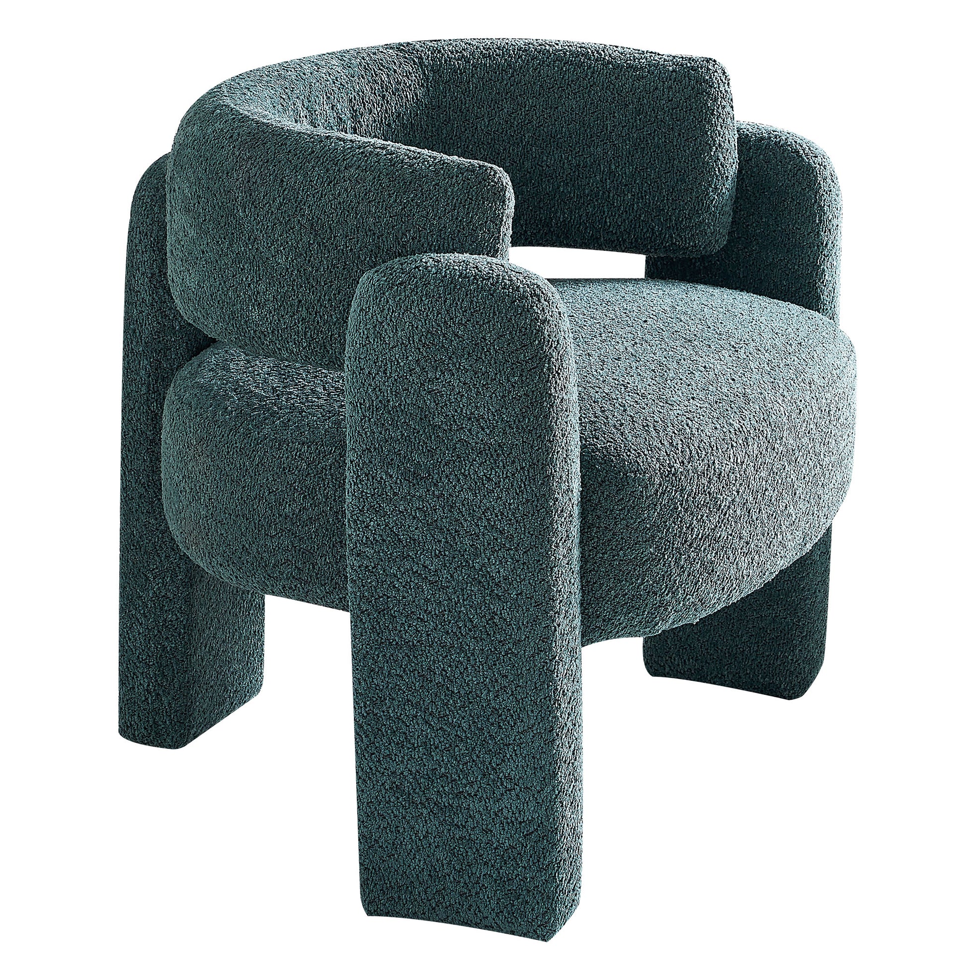 34.65" Wide Boucle Upholstery Accent Chair Green Green Primary Living Space Modern Foam Boucle