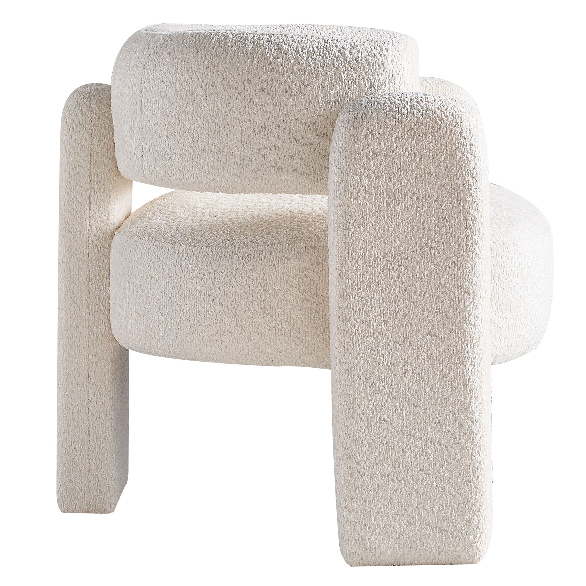 34.65" Wide Boucle Upholstery Accent Chair Beige Beige Primary Living Space Modern Foam Boucle