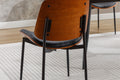 Yijian Dining Chairs Set Of 2 Mid Century Modern Retro Faux Leather Chair With Bentwood Upholstered Seat Metal Legs Adjustable Foot For Kitchen Dining Room Chairs Black Black Metal & Wood