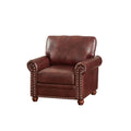 Living Room Sofa Single Seat Chair With Wood Leg Burdy Faux Leather Burgundy Foam Pu Leather