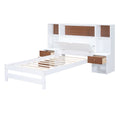 Twin Size Platform Bed With Storage Headboard And Drawers, White Twin Box Spring Not Required White Wood Bedroom Solid Wood Mdf