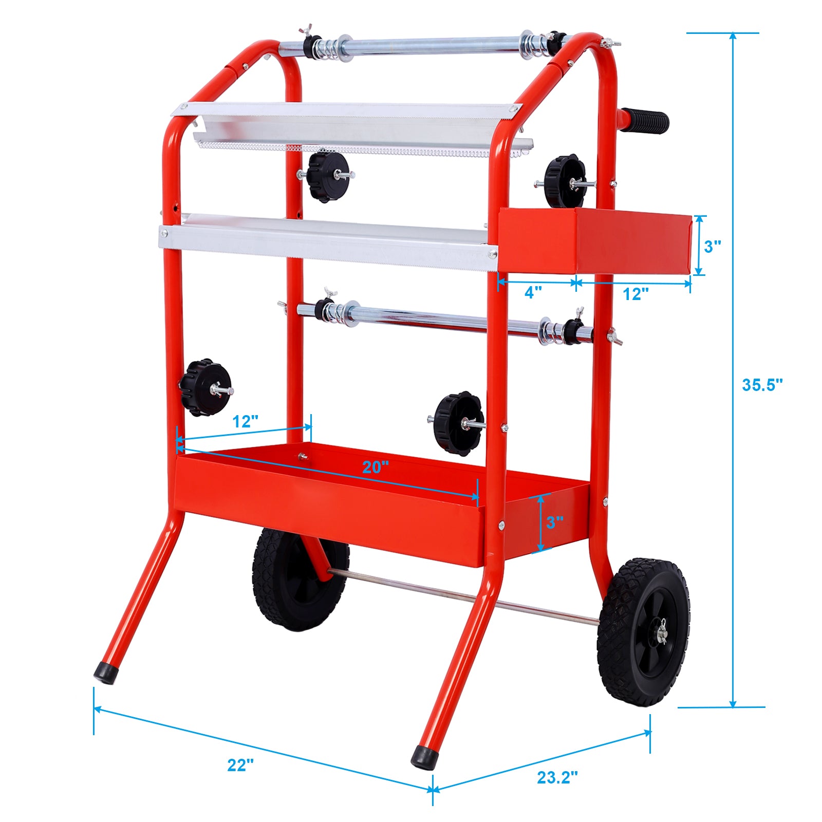 Mobile 18" Multi Roll Masking Paper Machine With Storage Trays,Red Red Steel