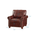 Living Room Sofa Single Seat Chair With Wood Leg Burdy Faux Leather Burgundy Foam Pu Leather