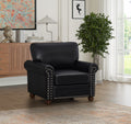 Living Room Sofa Single Seat Chair With Wood Leg Black Faux Leather Black Foam Pu Leather