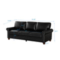 Classic Living Room Nails Sofa Black Faux Leather Black Foam Pu Leather