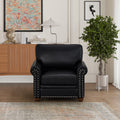 Living Room Sofa Single Seat Chair With Wood Leg Black Faux Leather Black Foam Pu Leather