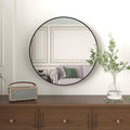 Black 36 Inch Metal Round Bathroom Mirror Black Classic Mdf Glass Aluminium Alloy