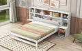 Full Size Platform Bed With Storage Headboard And Drawers, White Full Box Spring Not Required White Wood Bedroom Solid Wood Mdf