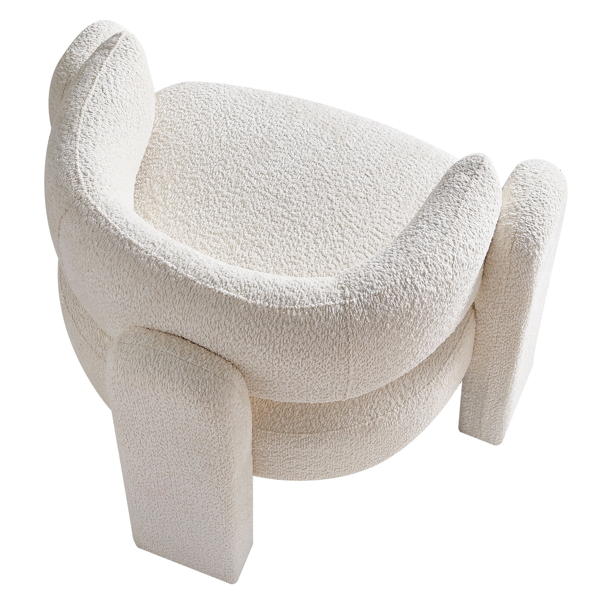 34.65" Wide Boucle Upholstery Accent Chair Beige Beige Primary Living Space Modern Foam Boucle